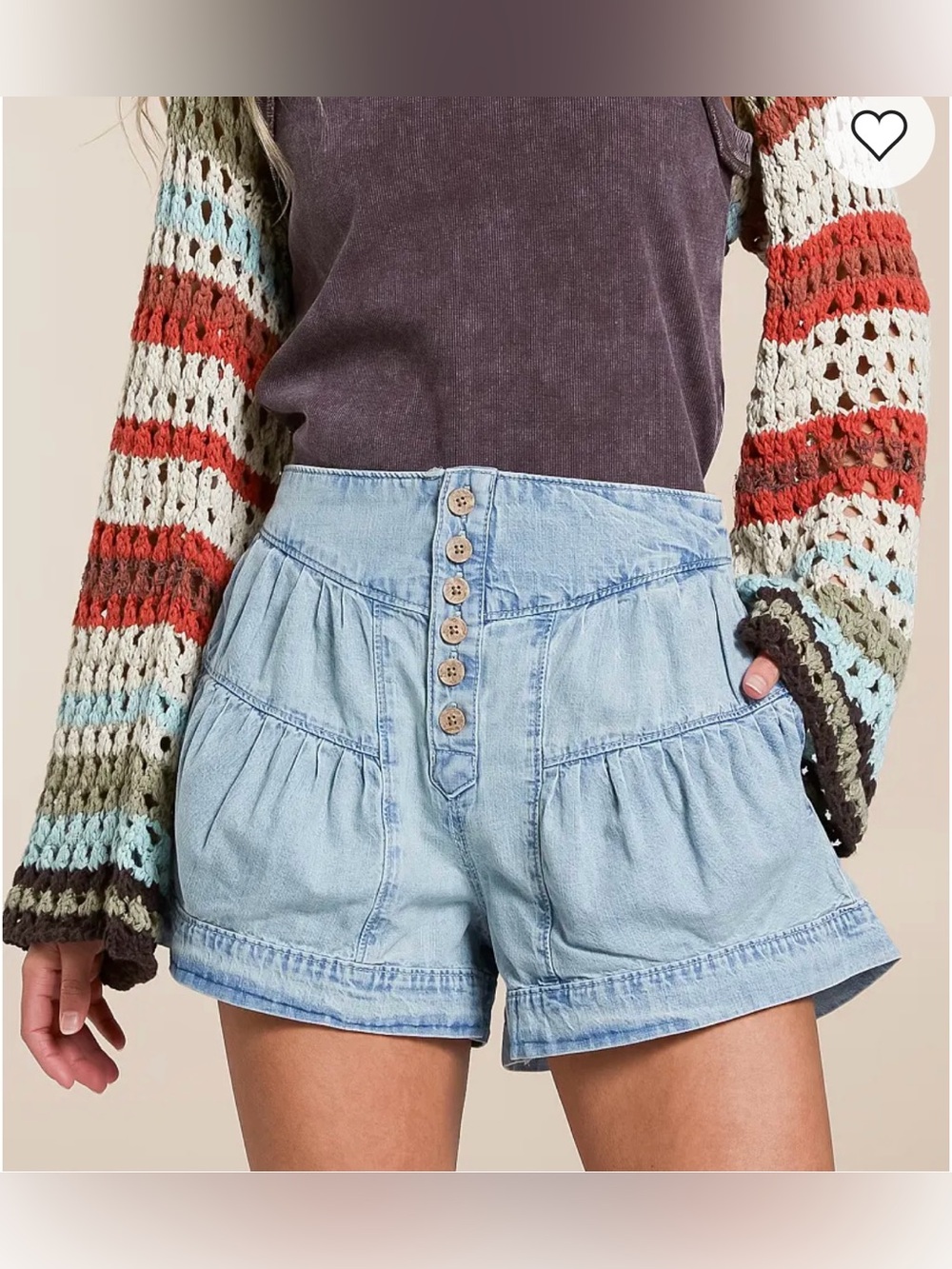Free People Fleur High Waist Ruffle Denim Shorts In Belle Blue Size XS